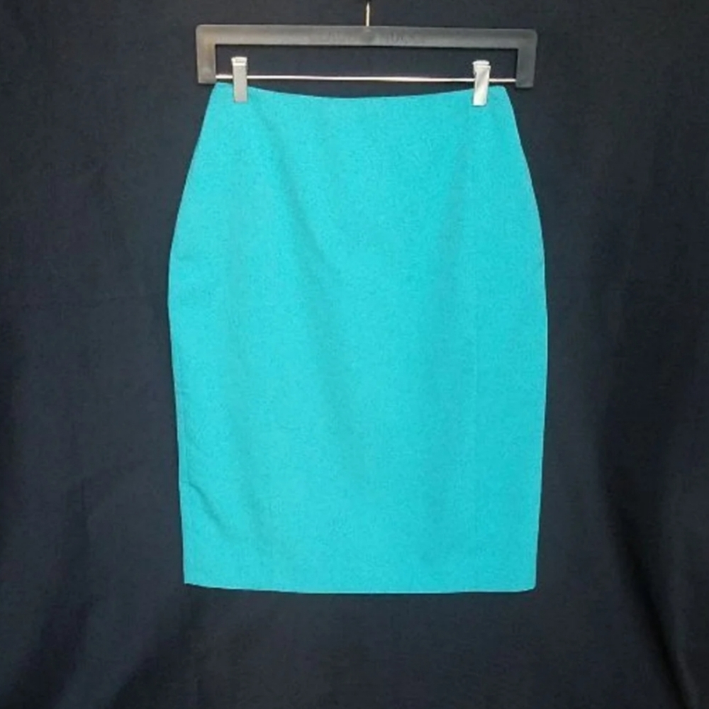 [LIKE NEW] Vintage 100% Wool turquoise pencil skirt Eleanor P Brenner